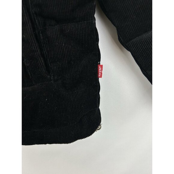 Levi Strauss Women's Size Medium Black Corduroy Puffer Coat Full Zip Lined - Picture 12 of 15